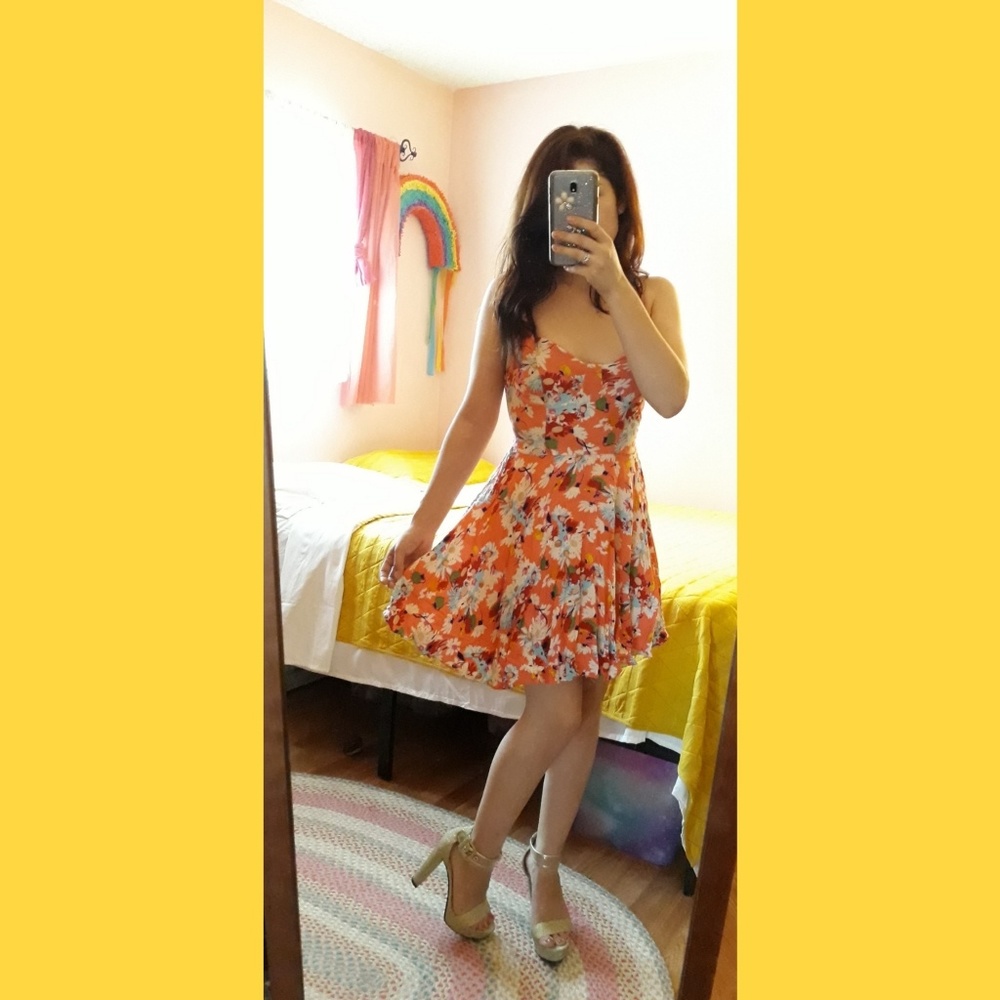 VINTAGE FLORAL SLIP ON PINK DRESS